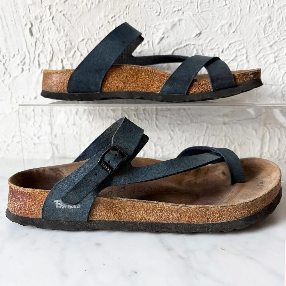 Birki's Birkenstock Lennox Sandals 40 L9 M7 Dark Blue Leather Toe Loop Germany
